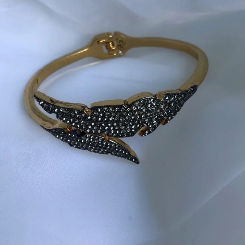 Betsey Johnson Gold Bracelet with Black Crystal Accents